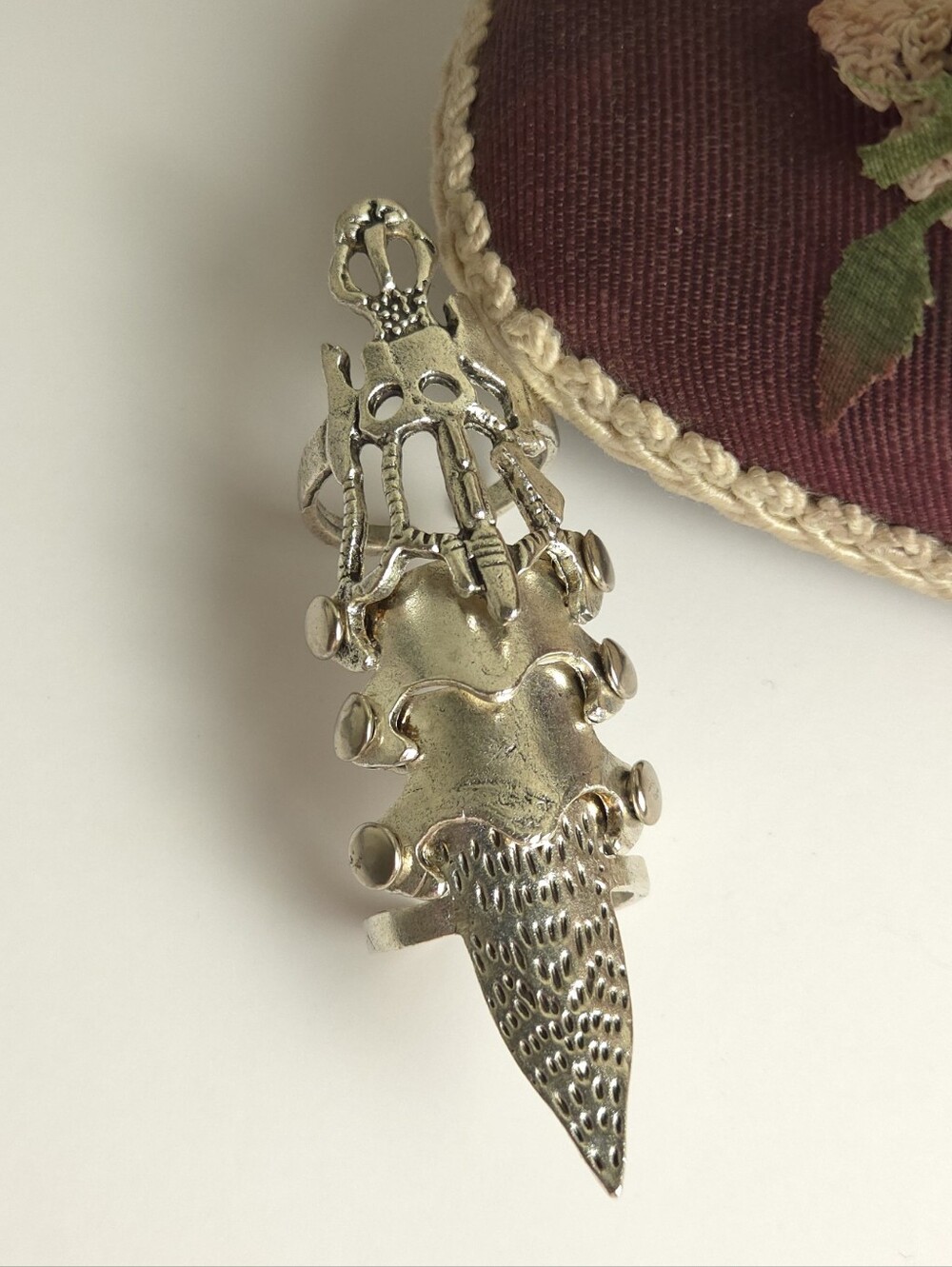 Vintage Style Punk Knight Full Finger Armor Silver Plated Ring Adjustable Unisex